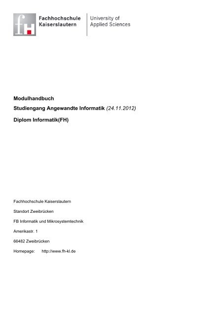 Diplom Informatik(FH) - FHInfo - Fachhochschule Kaiserslautern