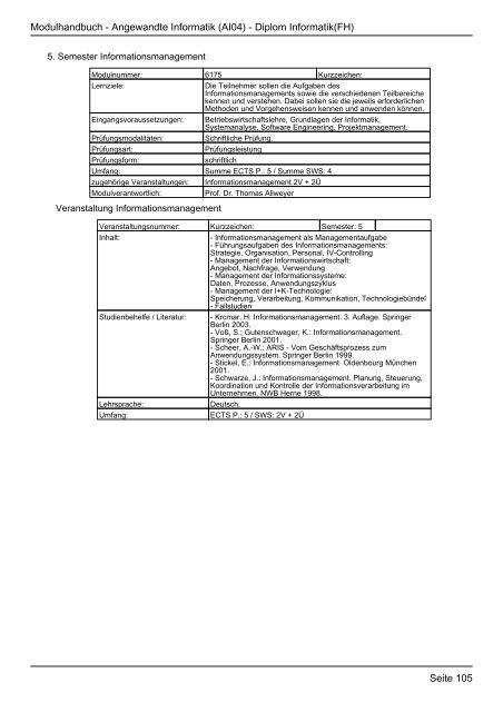 Diplom Informatik(FH) - FHInfo - Fachhochschule Kaiserslautern