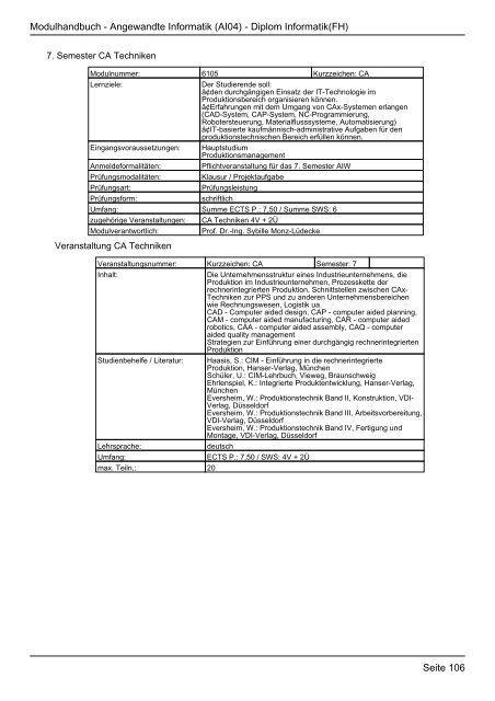 Diplom Informatik(FH) - FHInfo - Fachhochschule Kaiserslautern