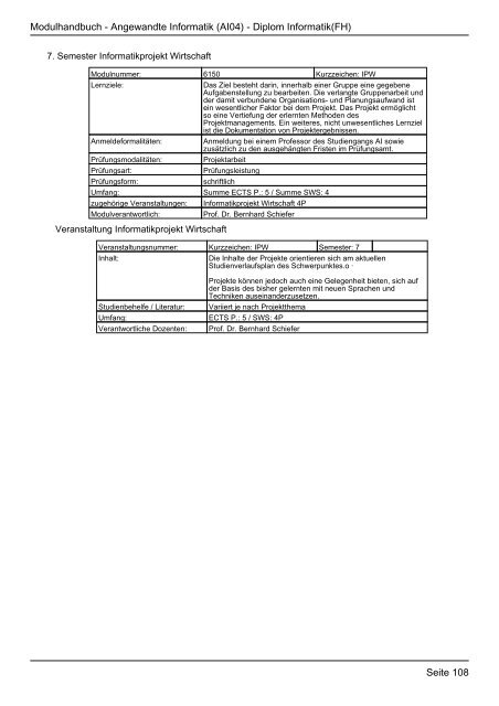 Diplom Informatik(FH) - FHInfo - Fachhochschule Kaiserslautern