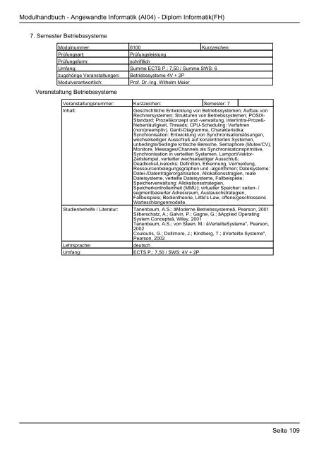 Diplom Informatik(FH) - FHInfo - Fachhochschule Kaiserslautern