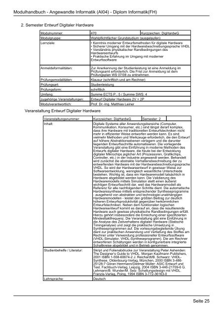 Diplom Informatik(FH) - FHInfo - Fachhochschule Kaiserslautern