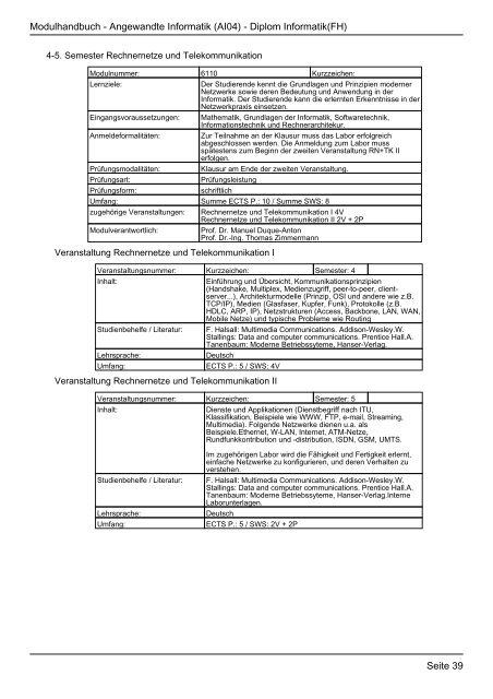 Diplom Informatik(FH) - FHInfo - Fachhochschule Kaiserslautern