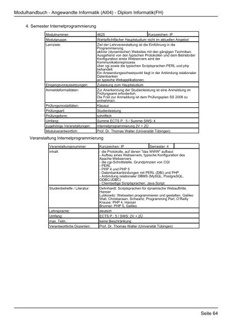 Diplom Informatik(FH) - FHInfo - Fachhochschule Kaiserslautern