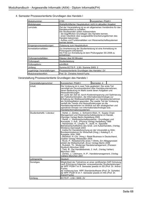 Diplom Informatik(FH) - FHInfo - Fachhochschule Kaiserslautern