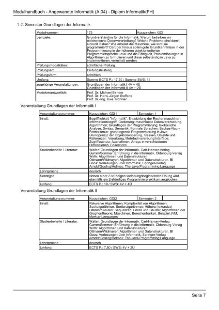 Diplom Informatik(FH) - FHInfo - Fachhochschule Kaiserslautern