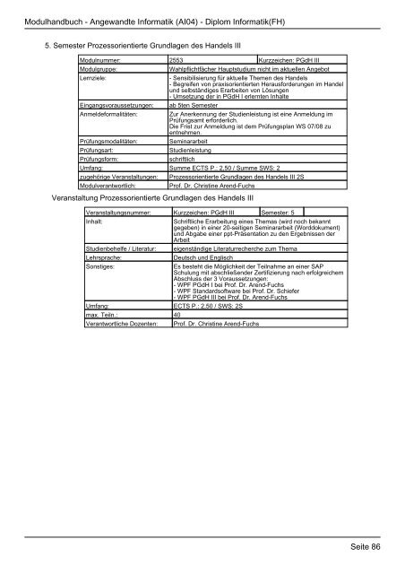 Diplom Informatik(FH) - FHInfo - Fachhochschule Kaiserslautern