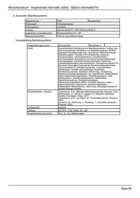 Diplom Informatik(FH) - FHInfo - Fachhochschule Kaiserslautern