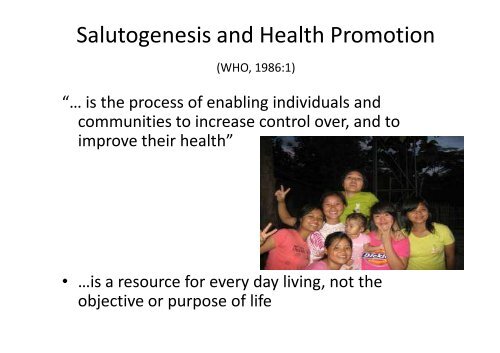 Evaluating A Salutogenic Approach to Health Promotion - Iuhpe ...