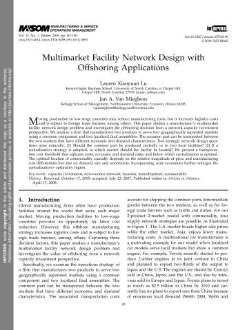 Multimarket Facility Network Design with Offshoring ... - ResearchGate
