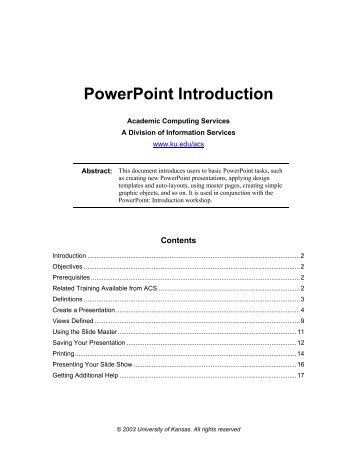 PowerPoint Introduction - KU - University of Kansas