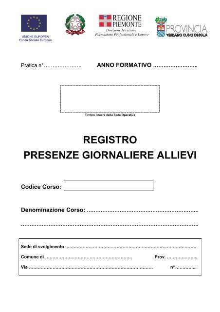 registro presenze giornaliere allievi - Centro per l'impiego V.C.O.