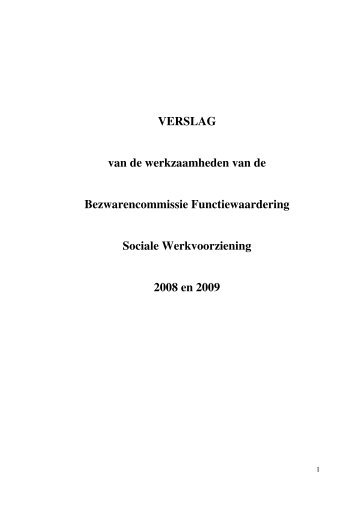 VERSLAG van de werkzaamheden van de ... - SBCM