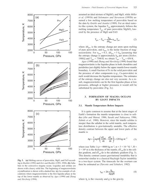 Fluid Dynamics of a Terrestrial Magma Ocean - NMSU Geophysics ...