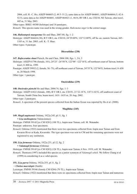 Annotated checklist and type catalog of fish genera ... - Magnolia Press