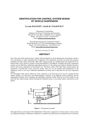 identification for control system design of vehicle suspension