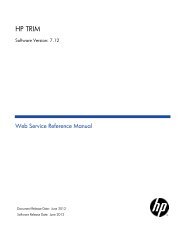 HP TRIM Web Service - TRIM User Network