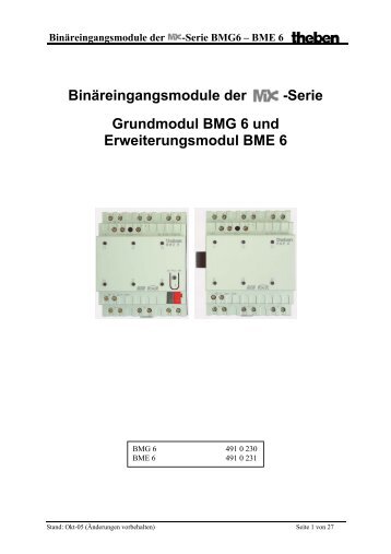 BinÃ¤reingangsmodule der -Serie BMG6 â BME 6 theben - Eibmarkt