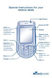 Special Instructions for your NOKIA 6630 - Roadpost