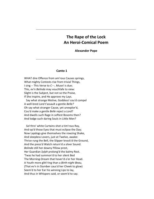 The Rape of the Lock text