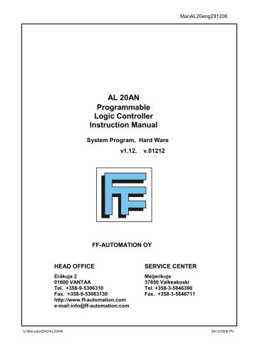 AL 20AN Programmable Logic Controller ... - FF-Automation