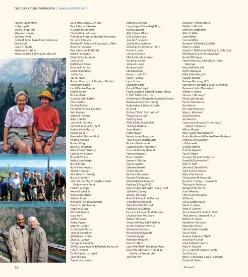 2010 Annual Report - The Sierra Club Foundation