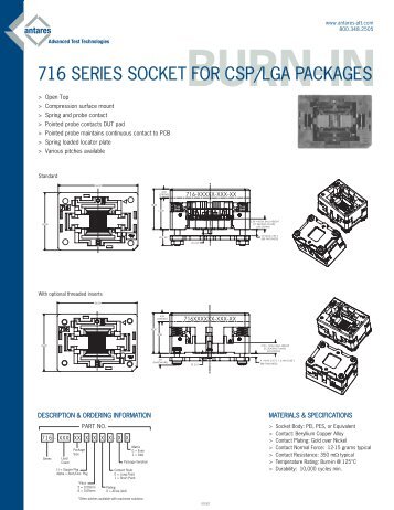 716 SERIES SOCKET FOR CSP/LGA PACKAGES