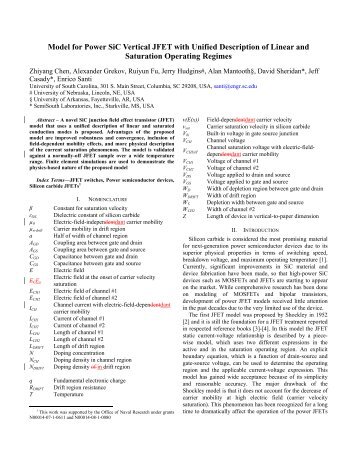 Model for Power SiC Vertical JFET with Unified Description of Linear ...