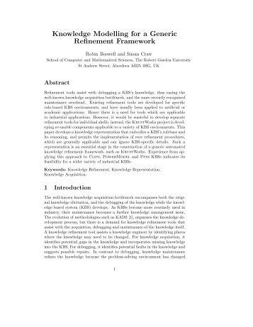 Knowledge Modelling for a Generic Refinement Framework