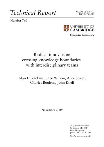 Radical innovation: crossing knowledge boundaries with ...