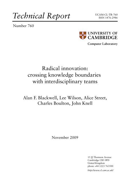 Radical innovation: crossing knowledge boundaries with ...