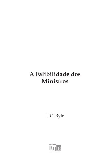 A FALIBILIDADE DOS MINISTROS - Livros evangÃ©licos