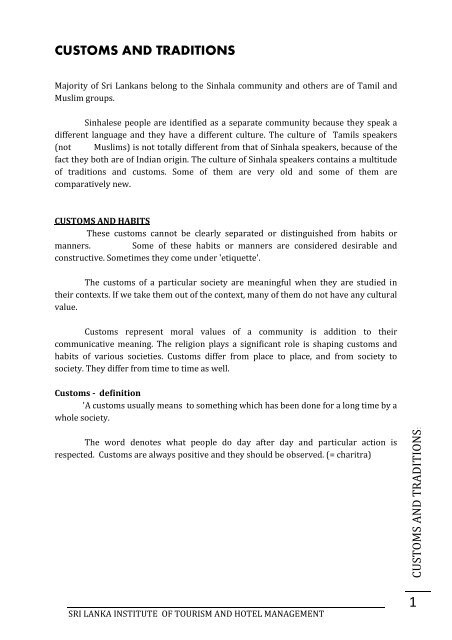 Customs And Traditions