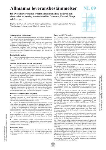 AllmÃ¤nna leveransbestÃ¤mmelser NL 09 - TeknikfÃ¶retagen