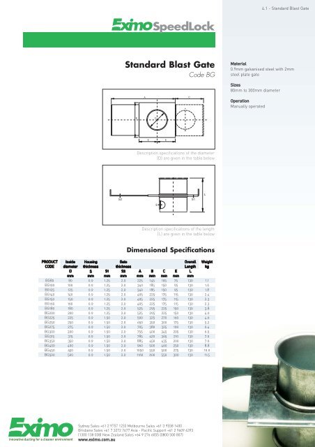 Standard Blast Gate - Industrial and Bearing Supplies