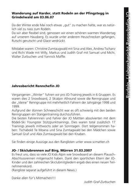 clubnews 2007/2008 - Skiclub Matten - Schneesport Matten-Interlaken