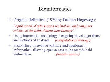 Introduction to Bioinformatics - Computer Science