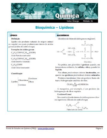 BioquÃ­mica â LipÃ­deos - Portal de Estudos em QuÃ­mica