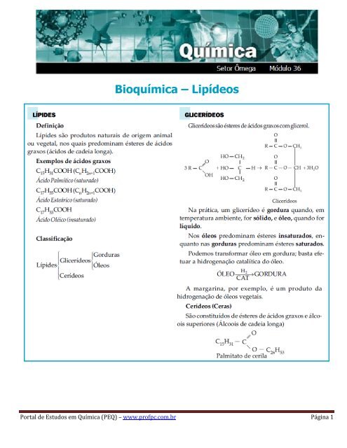 BioquÃ­mica â LipÃ­deos - Portal de Estudos em QuÃ­mica