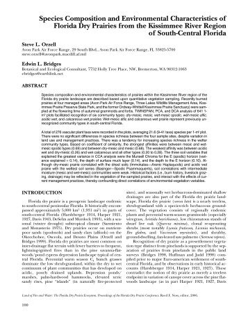 Species Composition and Environmental Characteristics of Florida ...