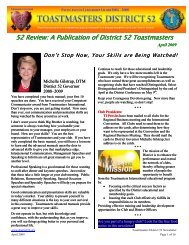 Toastmasters District 52 Newsletter - District 52 Toastmasters