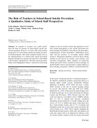 The Role of Teachers in School-Based Suicide Prevention: A ...