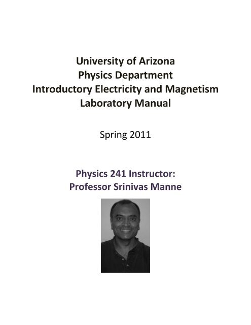 Lab Manual Front Matter - Department of Physics - University of ...