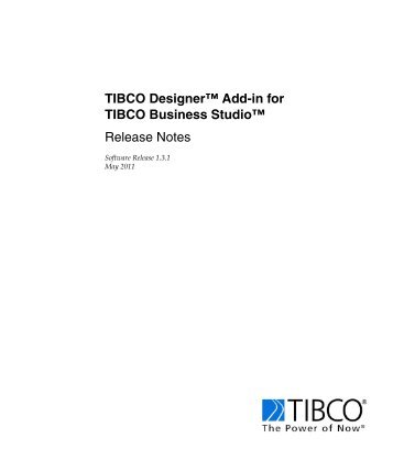 TIBCO Designer Add-in for TIBCO Business Studio Release Notes