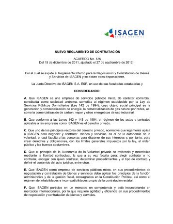 Acuerdo de contrataciÃ³n 125 - Isagen