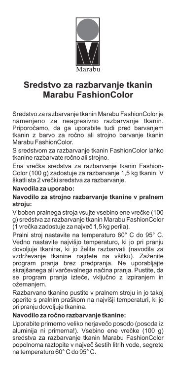 Sredstvo za razbarvanje tkanin Marabu FashionColor - Antus