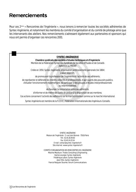 Programme Rencontres 2001.pdf - Syntec ingenierie