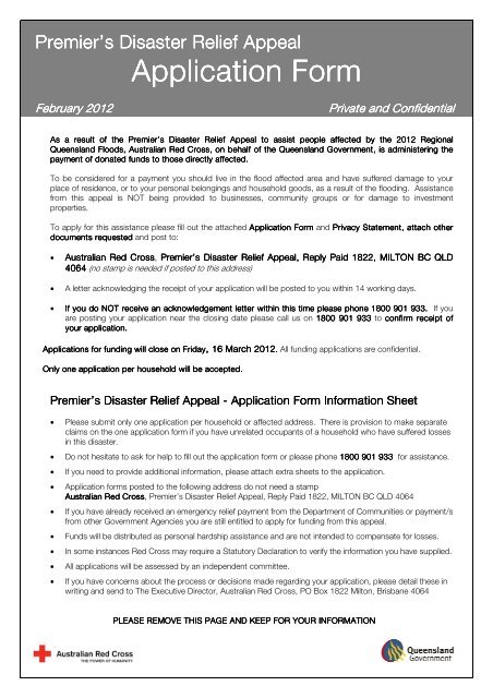 Premier's Disaster Relief Appeal - Application - Australian Red Cross