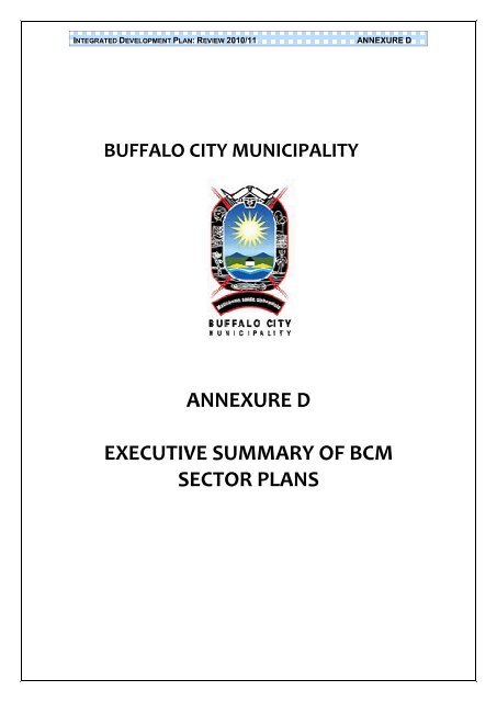 annexure d executive summary of bcm sector plans - Buffalo City