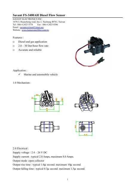 Savant FS-3400AH Diesel Flow Sensor - Micropik
